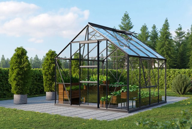 Vitavia Gewächshaus Meridian 6700 in Schwarz mit 6,7 m², Sicherheitsglas und Aluminiumrahmen - Bild 1