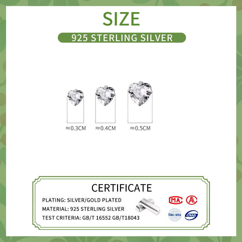 INZATT Ohrstecker 925 Sterlingsilber, Herz, Zirkon, Damen - Bild 2