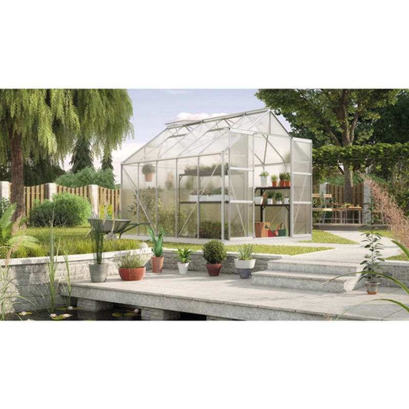 Vitavia Gewächshaus Uranus mit 8,3 m² Fläche, silberfarbenes eloxiertes Aluminium und Polycarbonat-Verglasung - Bild 4