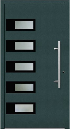 KNOCK Flügelüberdeckende Kunststoff-Haustür Terra in Moosgrün mit Glaseinsatz und RC2-Schutz - Bild 1