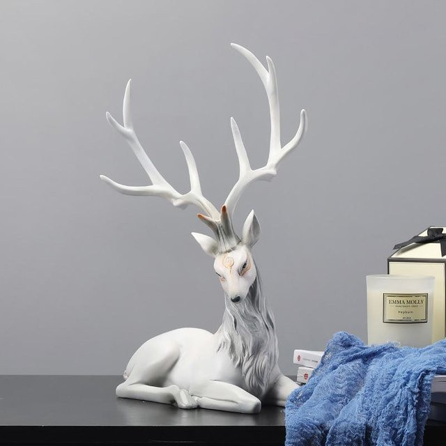 Yiran Furniture Hirschstatue aus Harz als luxuriöse Elchskulptur für deine Wohnzimmerdekoration, Höhe: 35 cm - Bild 1
