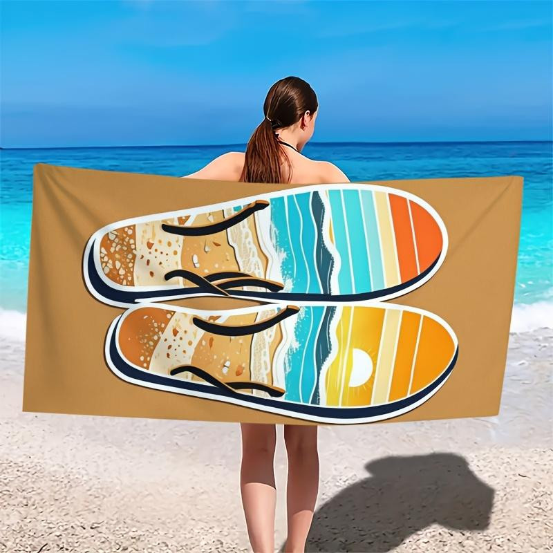 Ka Chen Muxi Strandtuch Retro Flip-Flop Tropischer Sonnenuntergang Meeresmotiv in Weiß B: 40 cm, H: 60 cm - Bild 3