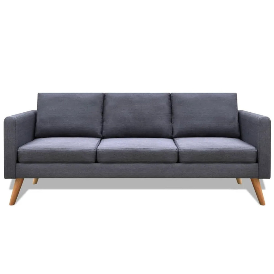 vidaXL 3-Sitzer Sofa aus Stoff mit Holzrahmen in Dunkelgrau, B/T/H: 200 x 80 x 70 cm (Breite: 200 cm, Tiefe: 80 cm, Höhe: 70 cm) - Bild 2