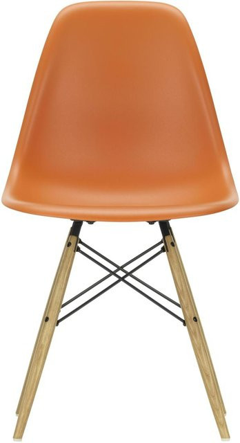 Vitra DSW Eames Plastic Side Chair in Orange mit Holzbeinen und mattem Kunststoff - Bild 1