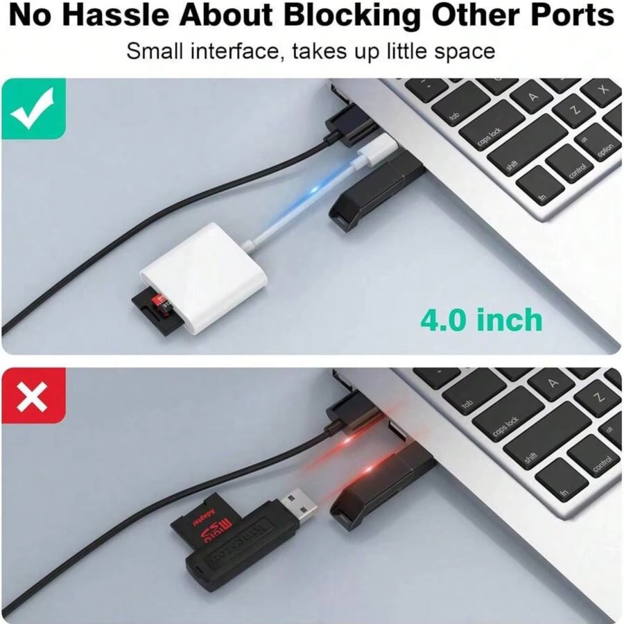 2 in 1 USB-C Hub Kartenleser mit SD und Micro SD Steckplätzen in Weiß - Bild 2