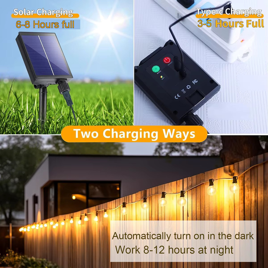 KIKIELF Solar LED Lichterkette Outdoor mit transparenten Kugeln für Garten, Terrasse und Party - Bild 2