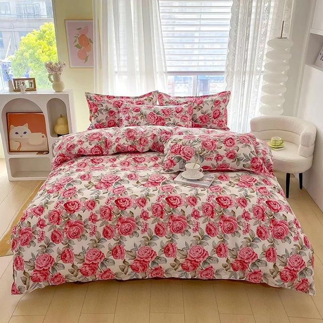 Lodestar Bettwäsche Set mit Pfingstrose Blumendesign in Weiß, Wendbare Shabby Chic Bettwäsche aus Mikrofaser, B/H: 172 x 218 cm - Bild 1