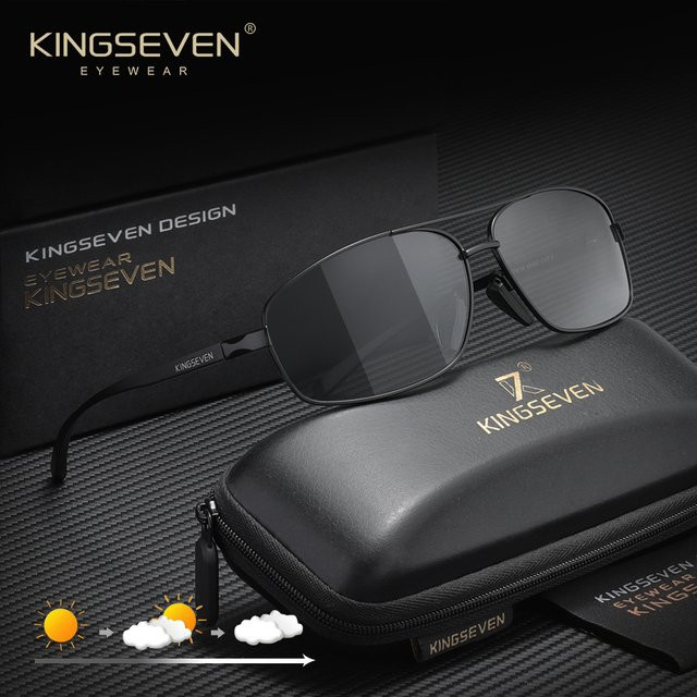 KINGSEVEN Sonnenbrille, Rechteck, Vollrand, Metall, Unisex, polarisiert - Bild 1