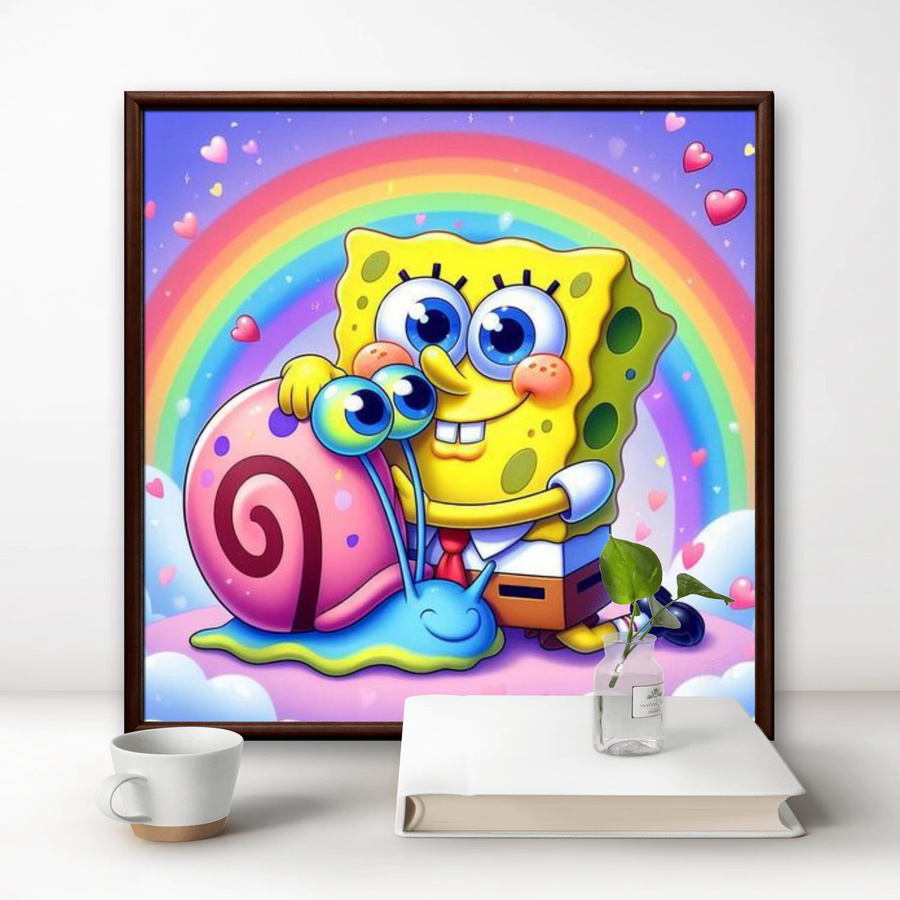 Potdemiel SpongeBob Schwammkopf 5D DIY Diamond Painting Set mit runden Steinen in Multicolour, B/H: 30 x 30 cm - Bild 2