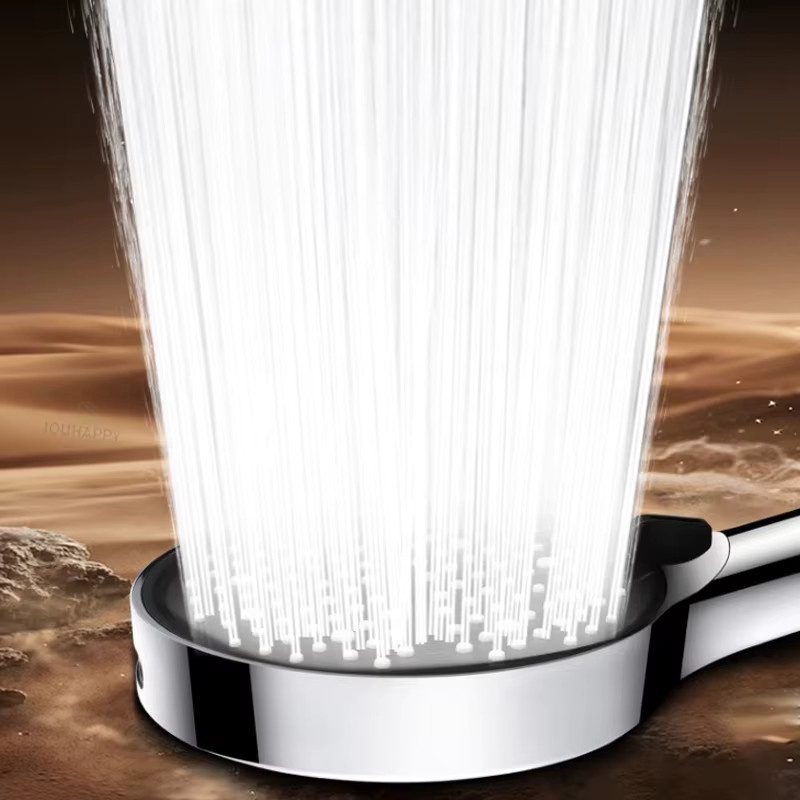 IOUHAPPY Hochdruck-Duschkopf mit 7 Strahlmodi und Regenspray, Handbrause in Chrom/Silber, Durchmesser: 27,0 cm, Breite: 15,0 cm - Bild 5