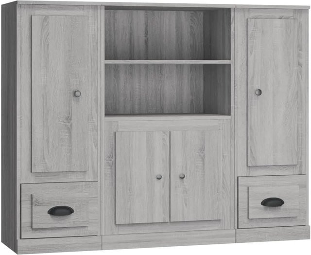 vidaXL Set aus 3 Highboards in Grau Sonoma, minimalistische Schränke aus Holzwerkstoff für dein Wohnzimmer, B/T/H: 35,5 x 35,5 x 103,5 cm - Bild 1