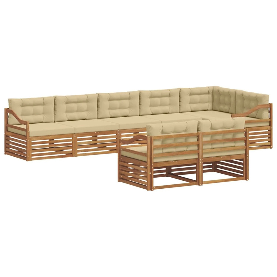 vidaXL Outdoor-Sofagarnitur 8-teilig aus Akazienholz mit Kissen in Natur und Beige - Bild 2