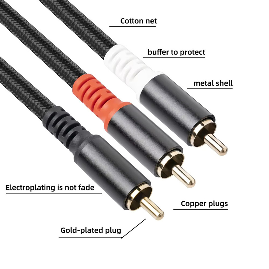 RCA zu Dual RCA Audiokabel Splitter als Y-Kabel Konverter in Schwarz - Bild 2