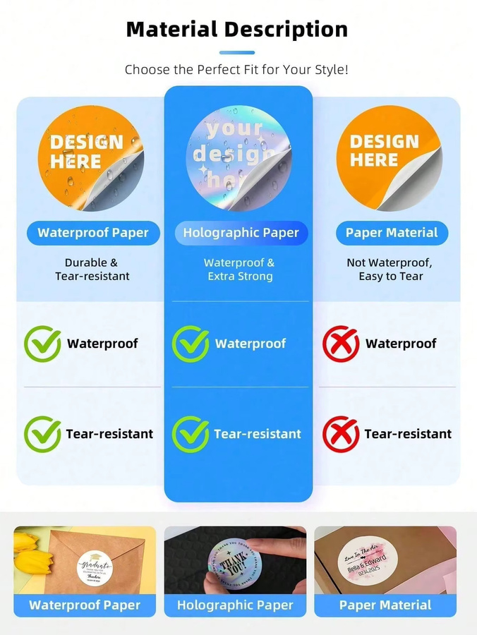 Personalisierte holografische Vinyl-Etiketten mit QR-Code als wasserfeste Aufkleber für dein Logo oder Text in Mehrfarben - Bild 2