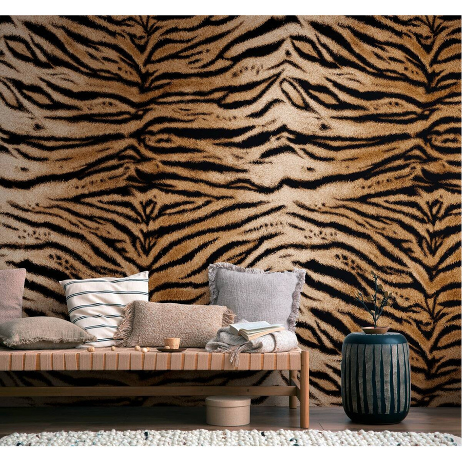 Livingwalls Fototapete Tigerstil in Braun und Schwarz mit Streifenmuster aus Vlies und Vinyl, Breite: 280 cm, Höhe: 159 cm - Bild 3