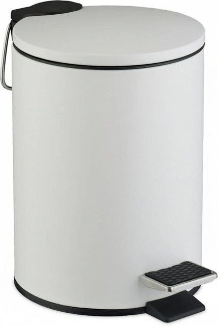 Relaxdays Kosmetikeimer aus Eisen mit Trittpedal und Softclose, Weiß, B: 24 cm, T: 17 cm, H: 23 cm - Bild 1