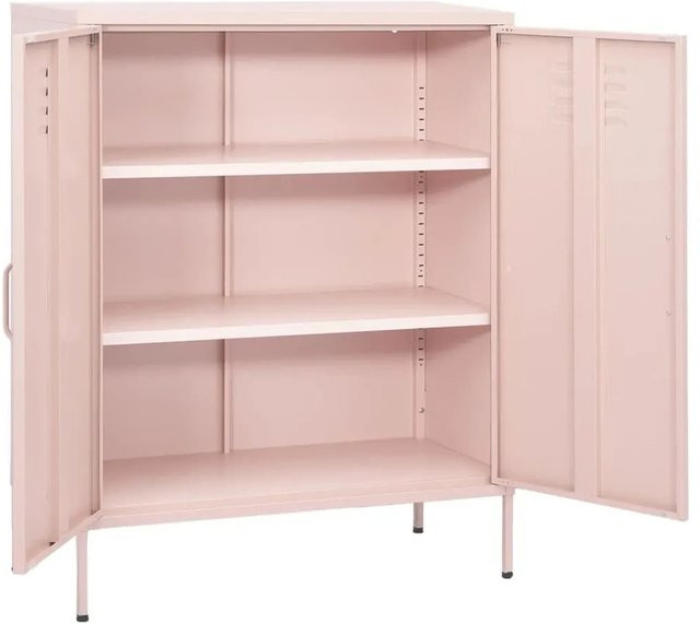 vidaXL Lagerschrank aus Stahl in Rosa mit Scharniertüren und Regalböden, B/T/H: 80 x 35 x 101,5 cm - Bild 1