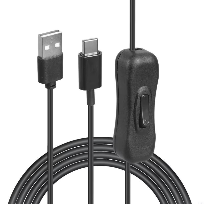 USB-auf-Typ-C-Ladeverlängerungskabel in Schwarz mit Schalter, 2,1 m Länge für Lampen und 5-V-Lüfter - Bild 2