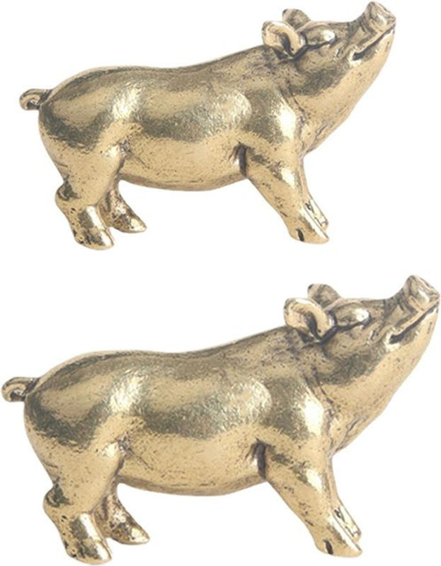 Kesoto Messing Mini Schwein Skulptur in Gold als dekorative Tischdekoration für Home Office und Tee-Zubehör, Höhe: 4,5 cm, Breite: 2,8 cm, Tiefe: 2,8 cm - Bild 1