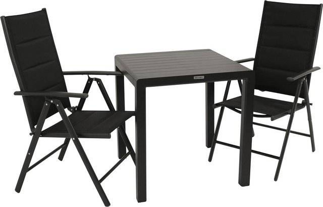 DEGAMO Gartenmöbel Garnitur PARIS 3-teilig aus Aluminium und Kunstgewebe in Schwarz - Bild 1