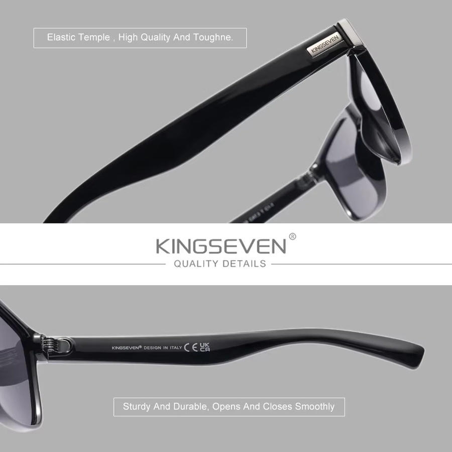 KINGSEVEN Sonnenbrille, Rechteck, Vollrand, Zebra Muster, Unisex, polarisiert - Bild 2