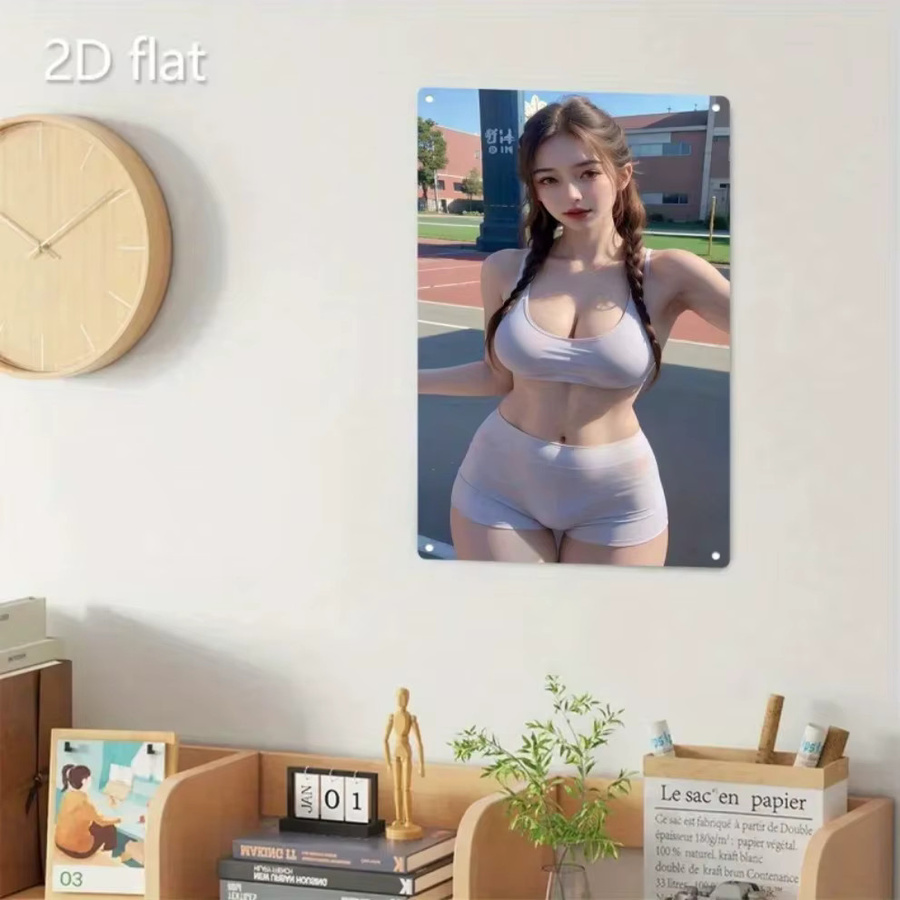 Moderne Wandkunst aus Metall von CIFBUY mit Frauenmotiv und geflochtenen Haaren als 2D-Dekoration aus Eisen - Bild 2