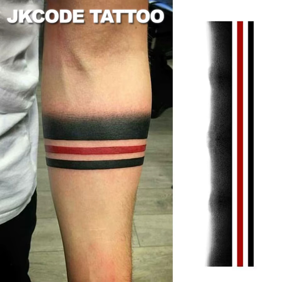 JKCODE TATTOO 3-teiliges Set temporäre Arm-Tattoo-Aufkleber, rot-schwarz - Bild 1