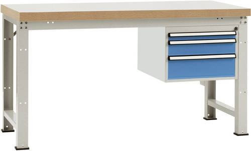 Manuflex Werkbank WP5414.5012 in Licht-Blau (RAL 5012) aus Stahl und Holz, B: 180,0 cm, T: 70,0 cm, H: 80,0 cm - Bild 1