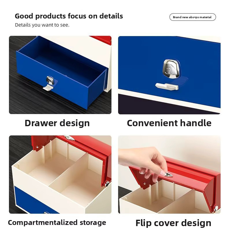 Desktop Organizer Box aus Kunststoff mit mehreren Fächern für Büro und Kosmetik - Bild 5