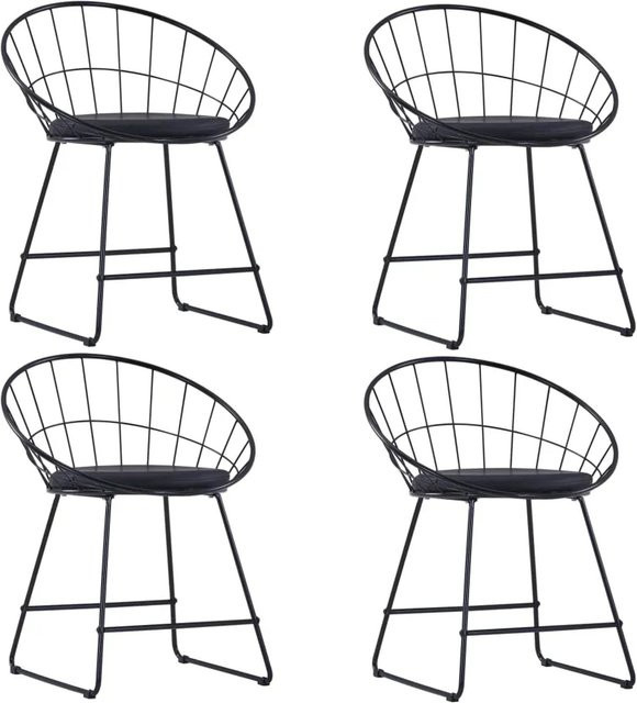 Set aus 4 vidaXL Esszimmerstühlen in Schwarz mit Kunstledersitzen und Metallgestell - Bild 1