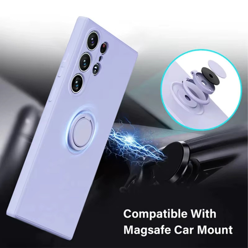 Magnetische Silikon-Handyhülle mit Ringband für Samsung Galaxy S25 S24 S26 S23 S22 Plus Ultra A57 A37 A17 A26 A16 A55 A36 A56 in Schwarz und Lila - Bild 2