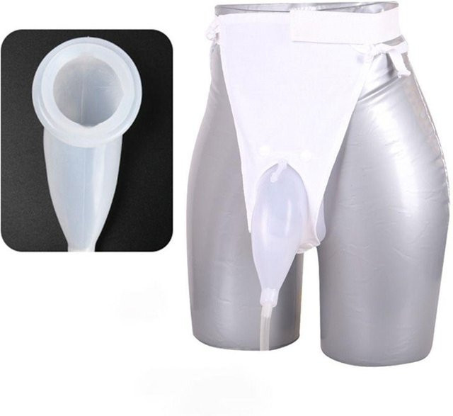 Huilibanye Wiederverwendbarer Urinbeutel als tragbarer Urinsammler für die Reise, 1000 ml, Weiß/Transparent - Bild 1