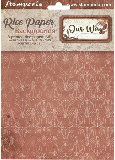 Stamperia Motiv-Strohseide Backgrounds Our Way, 8er Set, DIN A6, Multicolour und Braun - Bild 1