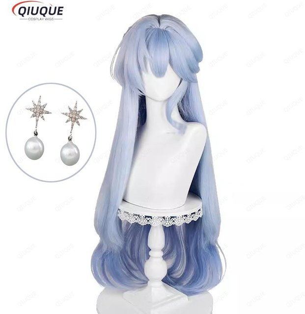 HSR Robin Cosplay Perücke, Lange Blaue Farbverlauf, Synthetisch, Unisex - Bild 1