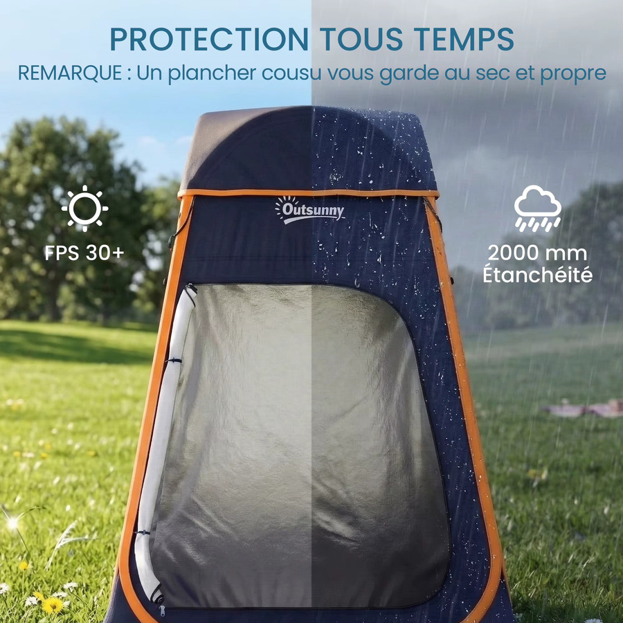 Pop-Up-Privatsphäre-Zelt in Blau, sofort aufbaubares wasserdichtes Umkleide- und Duschzelt mit UV-Schutz für Camping, Strand und Outdoor-Sport, B/H/T: 200 x 152 x 152 cm - Bild 4