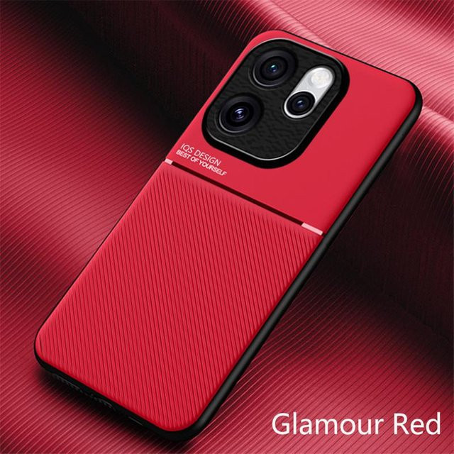 Magnetische Leder-Handyhülle für OPPO Reno Serie in Rot mit weichem Silikon-Stoßfänger - Bild 1