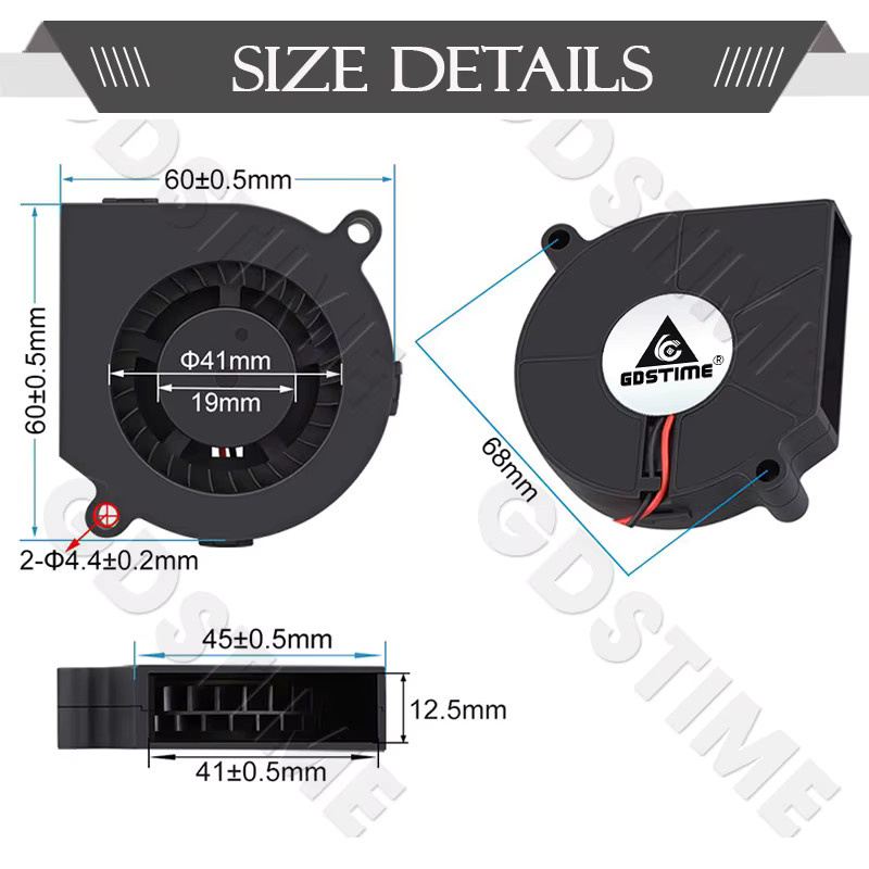 Gdstime 6015 USB-Lüfter Bürstenloser Zentrifugallüfter mit Gleitlager, Schwarz, B/H/T: 60 x 60 x 15 mm - Bild 4