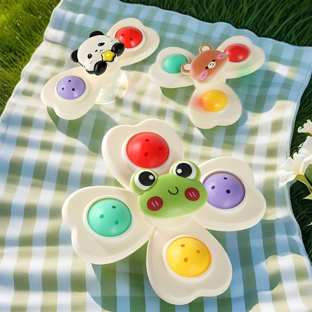 Saugnapf-Rad, Drehspielzeug, 3-teiliges Set, Tiere, Kunststoff, Bunt / Mehrfarbig - Bild 1