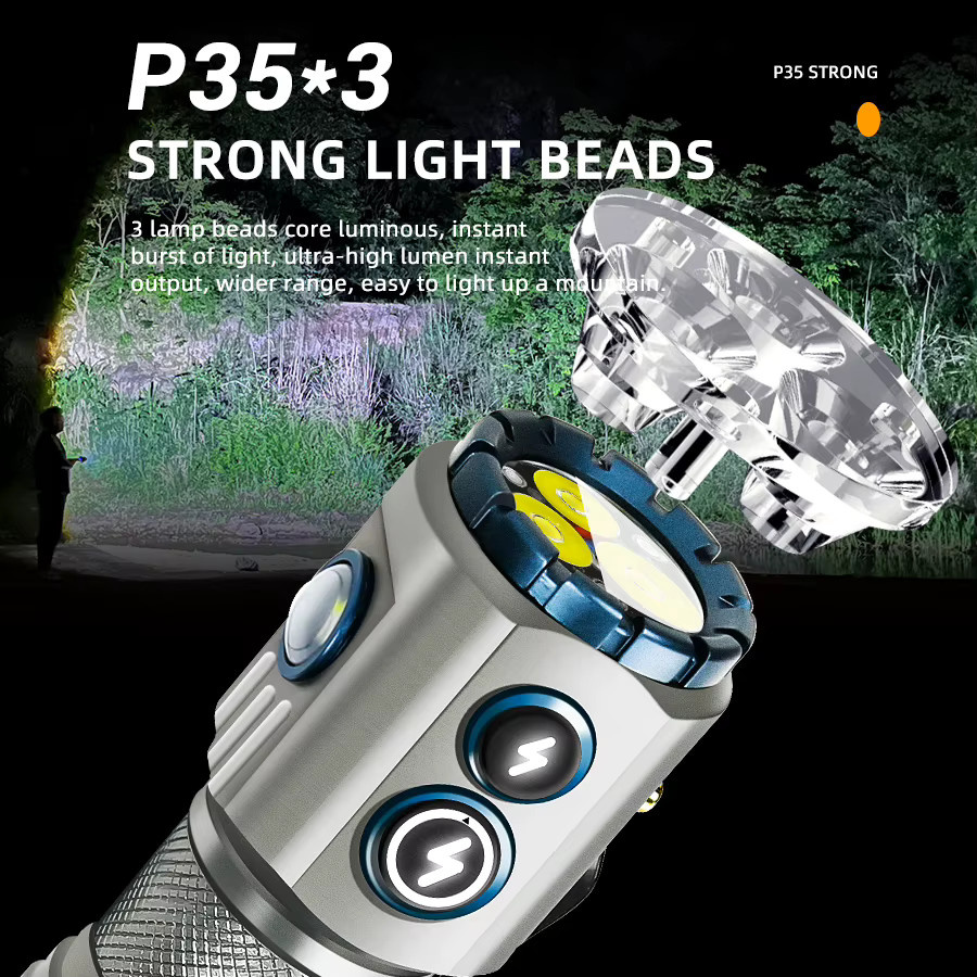 KDULIT LED-Taschenlampe mit RGB-Seitenlampe, wiederaufladbar via Typ C, mit Magnet und Heckmagnet für Camping und Wandern - Bild 5