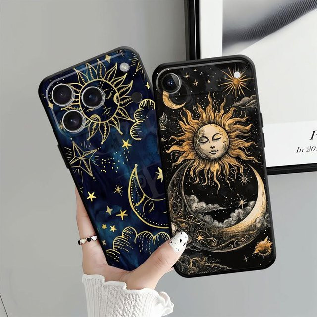 MINISO Handyhülle mit Sternen und Mondmuster in Schwarz für iPhone Modelle - Bild 1