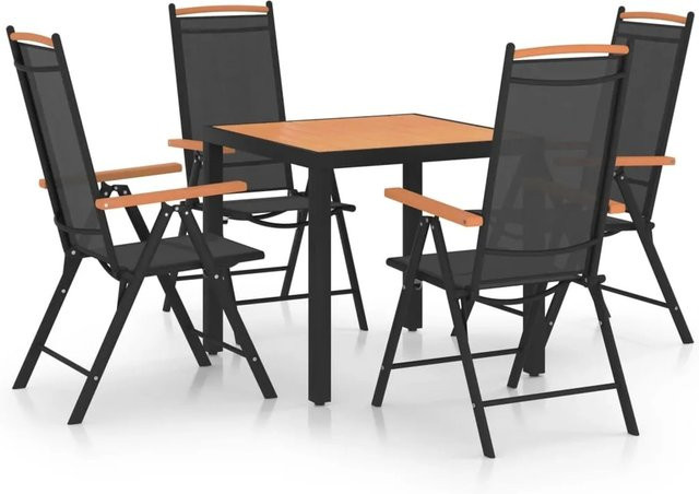 vidaXL 5-tlg Garten-Essgruppe aus Aluminium und WPC in Schwarz - Bild 1
