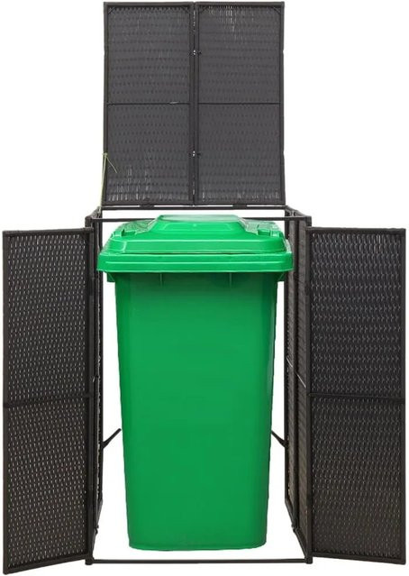 vidaXL Mülltonnenbox für 1 Tonne aus Poly Rattan in Schwarz, B/T/H: 70 x 80 x 117 cm - Bild 1