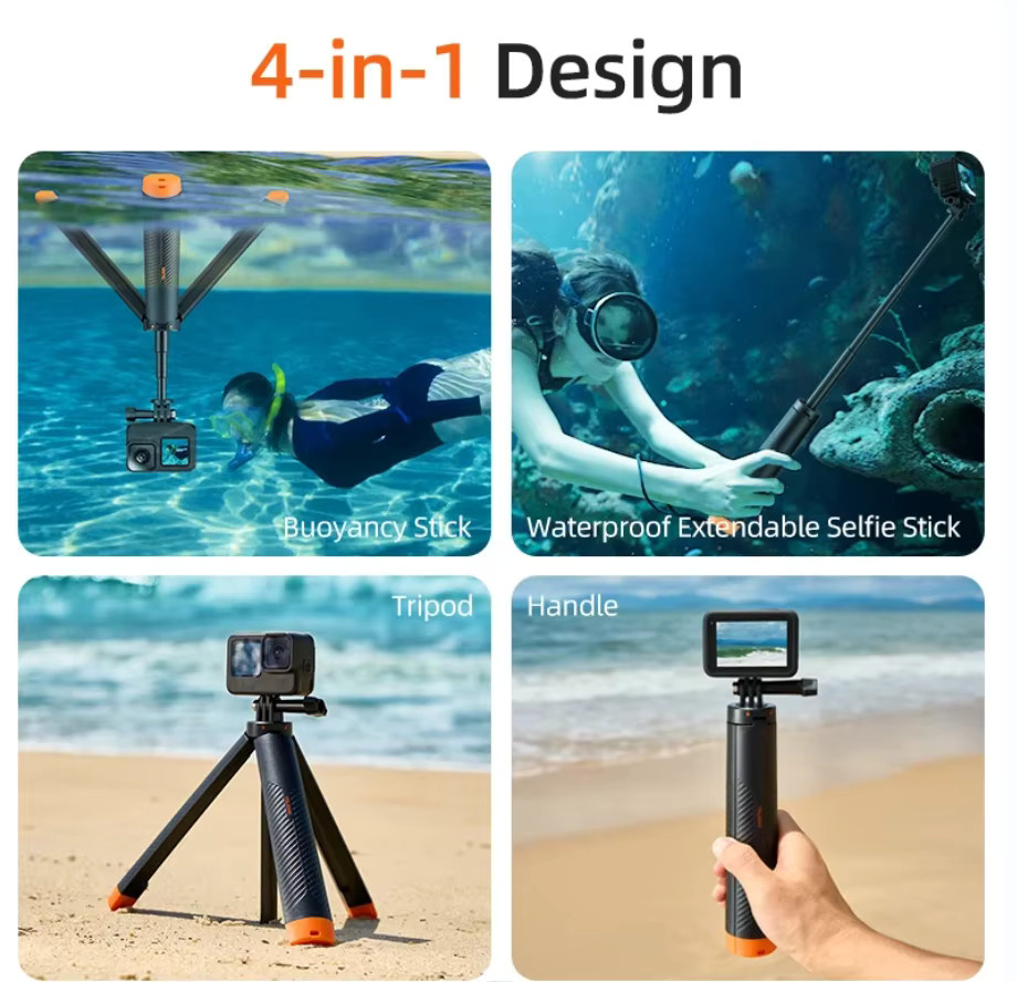 TELESIN Schwimmender Selfie-Stick Stativ in Schwarz für Insta360, DJI OSMO Action und GoPro Hero - Bild 3