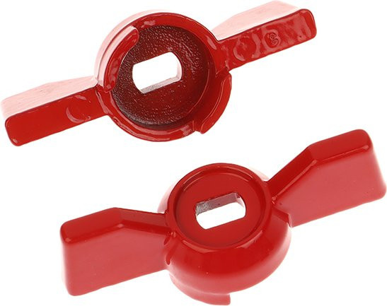 JETTING 2er-Set Aluminium Schmetterlingsgriffe für Ventil und Kugelhahn in Rot - Bild 1