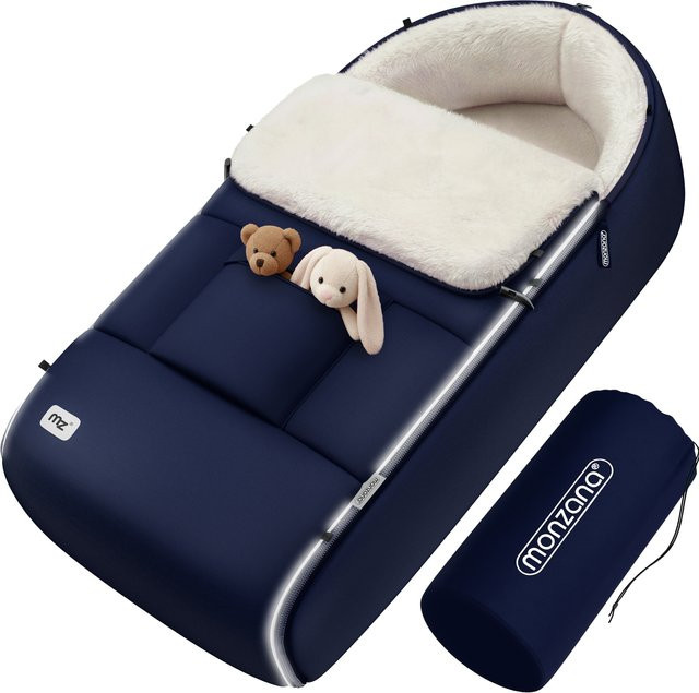 Gefütterter Babyfußsack von monzana in Marineblau für den Kinderwagen - Bild 1