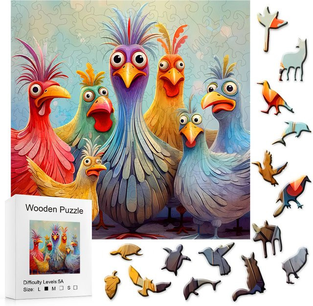 Supretty Hähnchenfamilien Holzpuzzle, Tiere, Bunt / Mehrfarbig - Bild 1