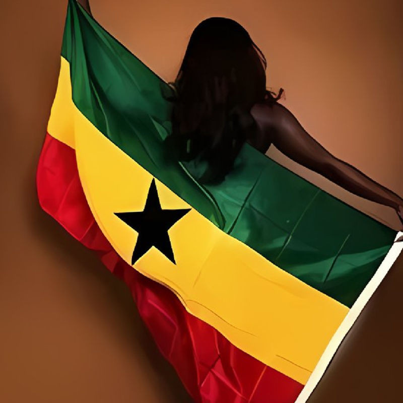 Ghana-Flagge aus Textil in Mehrfarbig mit Sternen, B/H: 150 x 90 cm - Bild 1