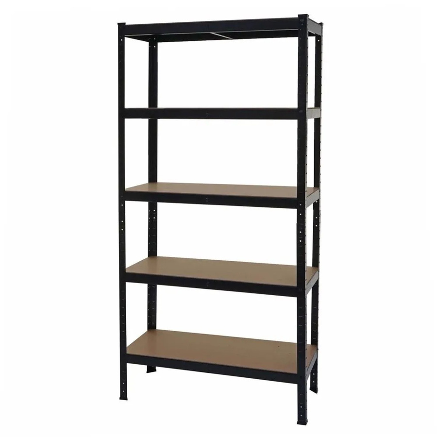 Schwerlastregal MCW E33 Schwarz mit 5 Böden aus Stahl und MDF, H x B x T: 180 x 90 x 40 cm - Bild 3