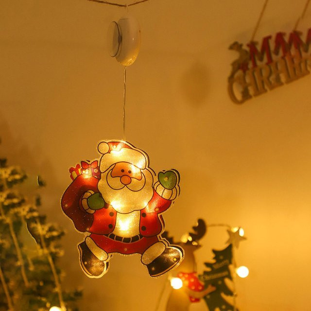 TOMTOP JMS Weihnachts-Lichterkette mit Santa Claus Motiv und warmweißem LED-Licht zur Dekoration von Vorhängen oder Vitrinen - Bild 1