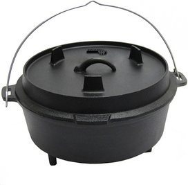 Mr. GARDENER Feuertopf Dutch-Oven M aus Gusseisen in Schwarz mit einer Grillfläche von Ø 31,5 cm - Bild 1